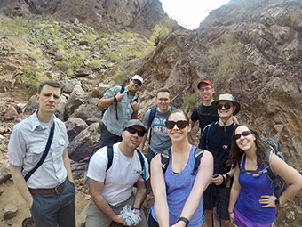 Residents smiling in a canyon Family Medicine Residency (FMR) residents smiling in a canyon